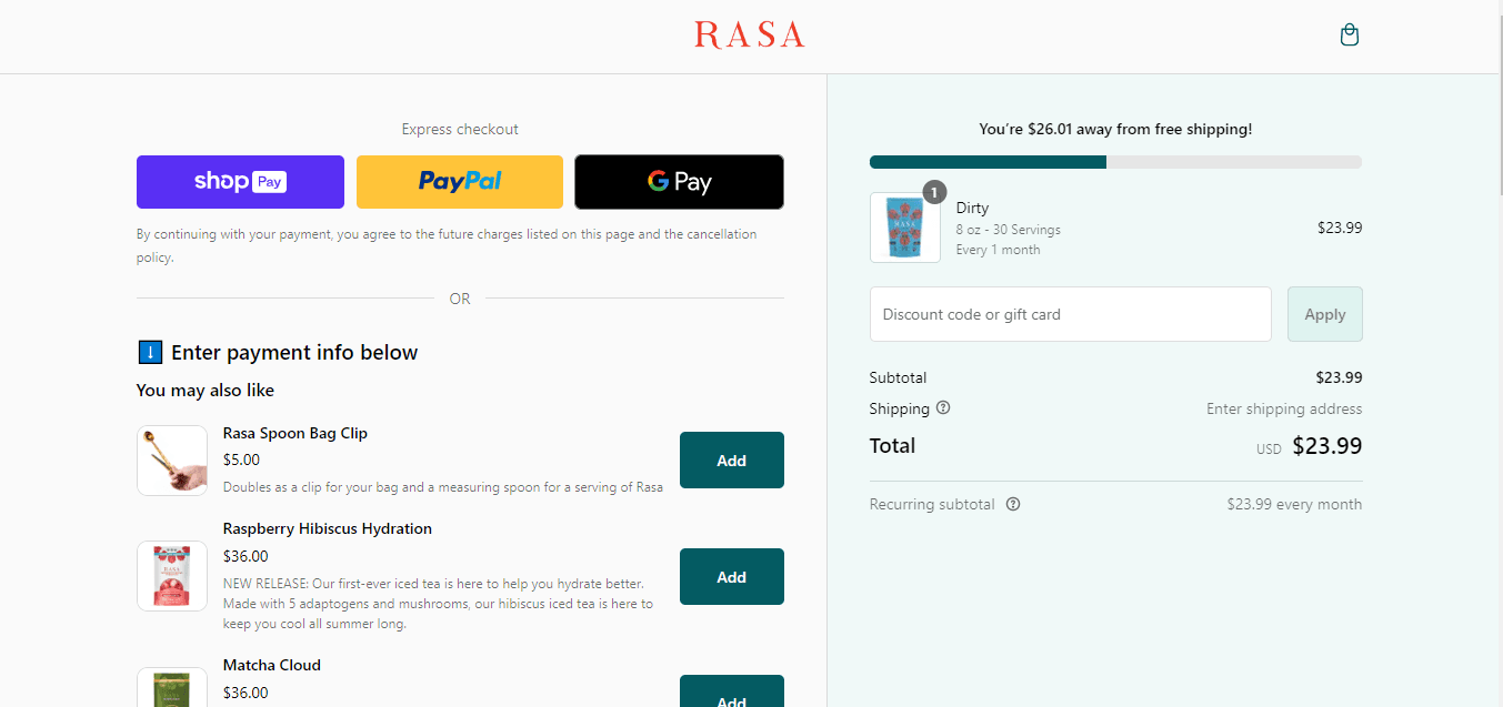How to apply Rasa coupon code
